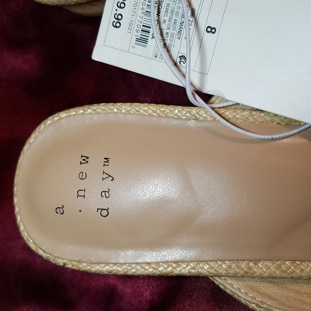 Nwt 8 classic wood heel faux tweed slide - Picture 6 of 10